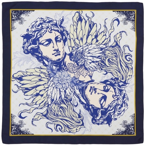 Unikat apaszka jedwabna dwustronna antyczna Grecja 68x68cm AD7-023