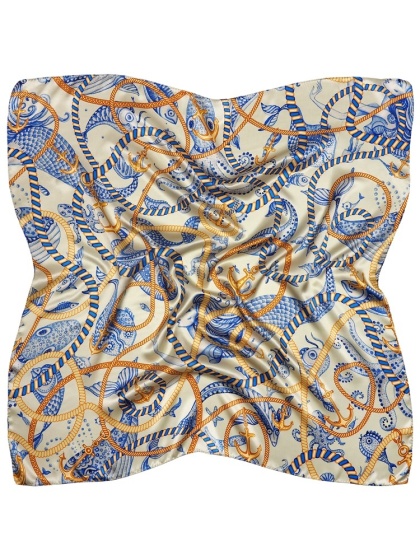 Jedwabna apaszka z motywem morskim 88x88cm AD-024