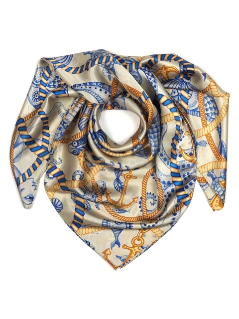 Silk scarf with sea motif 88x88cm AD-024