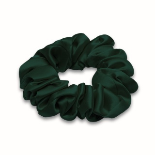 Jedwabna gumka do włosów scrunchie butelkowa zieleń JGS-059
