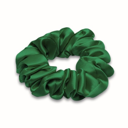 Jedwabna gumka do włosów scrunchie trawiasto zielona JGS-056