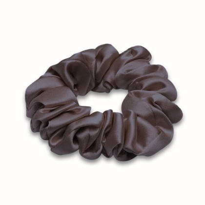 Jedwabna gumka do włosów scrunchie fioletowo-beżowa JGS-018