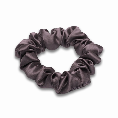 Satin hair eraser scrunchie slim purple beige