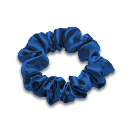 Satynowa gumka do włosów frotka scrunchie slim lazurowa
