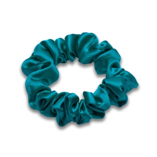 Satynowa gumka do włosów frotka scrunchie slim turkusowa