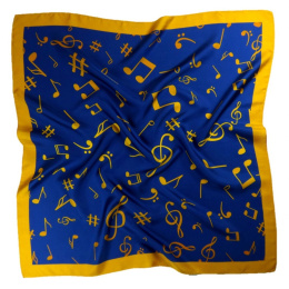AN-005 Large Silk Scarf with Sheet Music, 85x85 cm