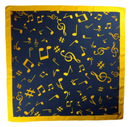AN-009 Large Silk Scarf with Sheet Music, 85x85 cm