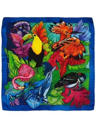 silk scarf paradise birds 68x68cm