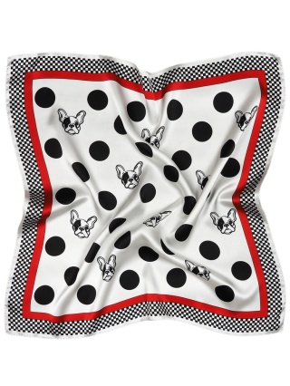Silk women's scarf dogs - Buldog 68x68cm