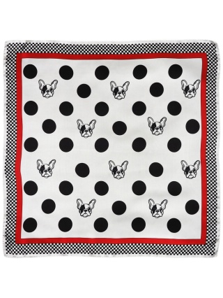 Silk women's scarf dogs - Buldog 68x68cm