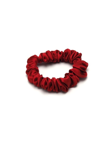 Gumka jedwabna do włosów scrunchie czerwona slim JGM-18