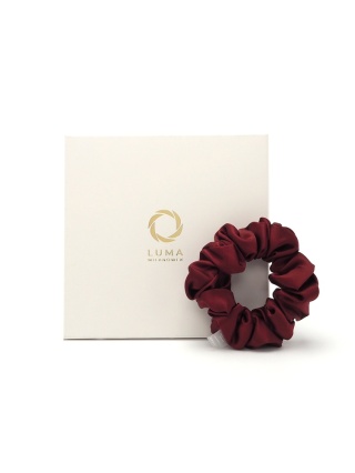 Jedwabna gumka do włosów scrunchie bordowa JGS-015