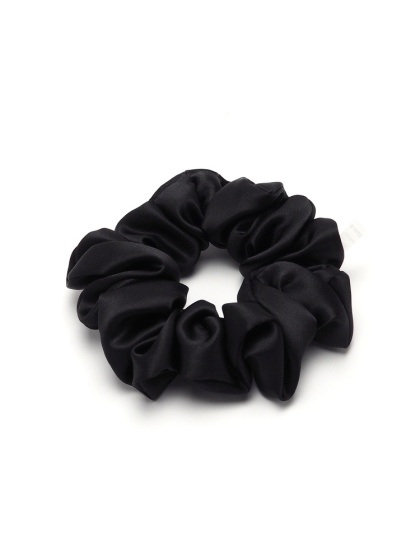 Jedwabna gumka do włosów scrunchie czarna JGS-053