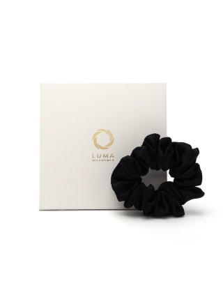 Jedwabna gumka do włosów scrunchie czarna JGS-053