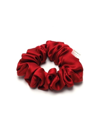 Jedwabna gumka do włosów scrunchie czerwona JGS-011