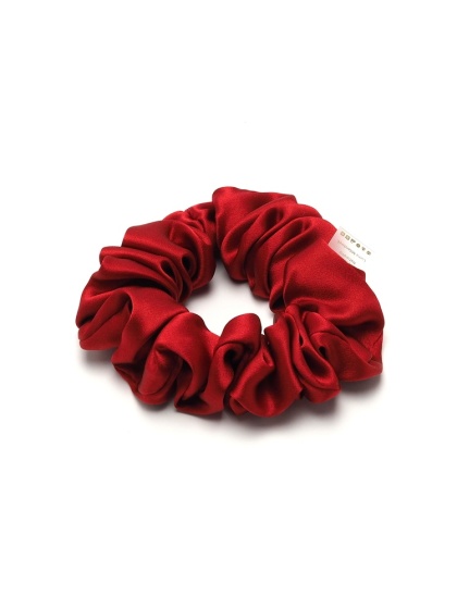 Jedwabna gumka do włosów scrunchie czerwona JGS-011