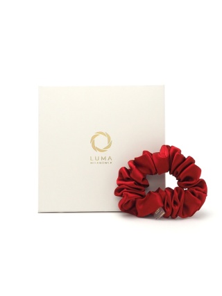 Jedwabna gumka do włosów scrunchie czerwona JGS-011