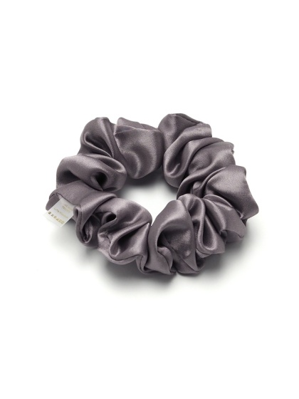 Silk hair band scrunchie purple-beige JGS-018