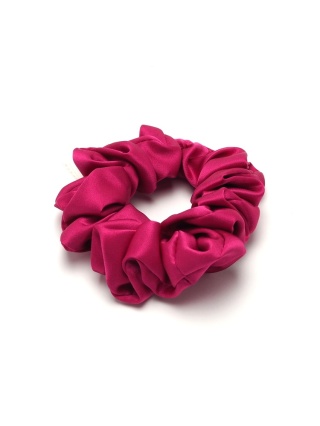 Jedwabna gumka do włosów scrunchie fuksja JGS-012