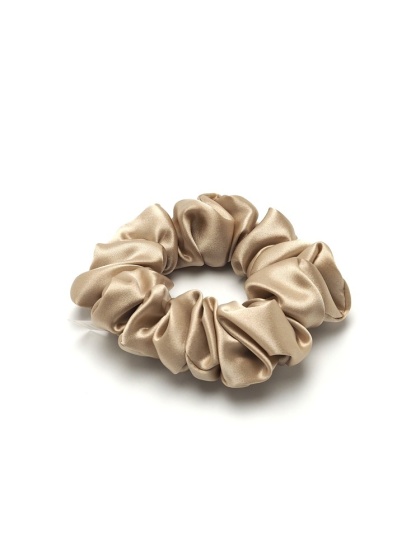 Silk hair band scrunchie light beige JGS-016