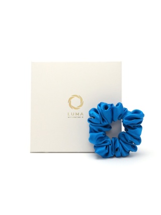 Jedwabna gumka do włosów scrunchie niebieski lazur JGS-019
