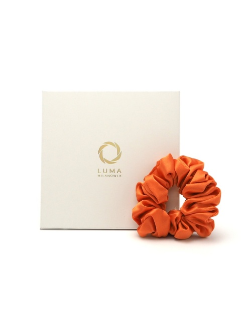 Silk hair band scrunchie orange JGS-038