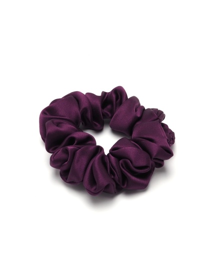 Jedwabna gumka do włosów scrunchie śliwkowa JGS-054