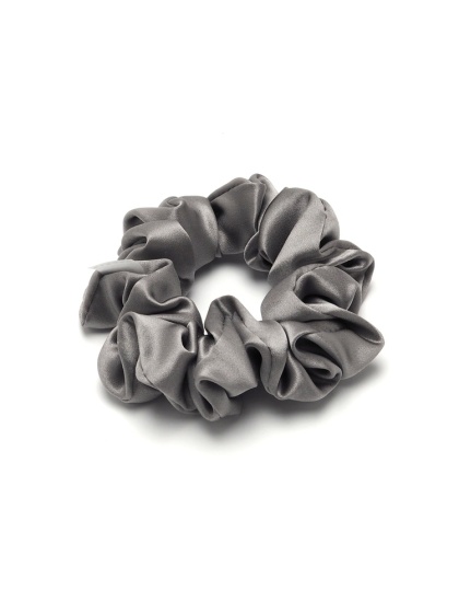 Jedwabna gumka do włosów scrunchie szara JGS-017