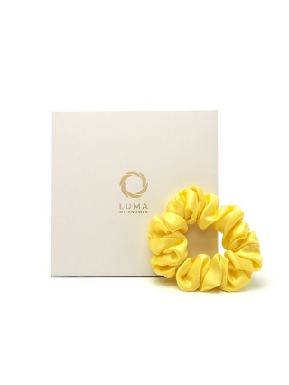 Jedwabna gumka do włosów scrunchie żółta JGS-023