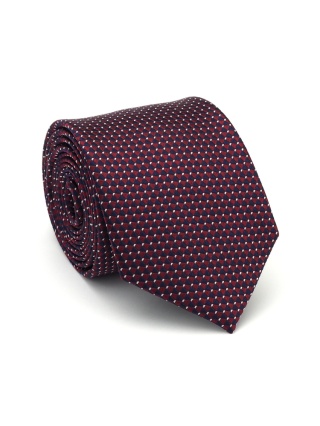 Burgundy Jacquard Silk Tie with Micro Pattern KR-691