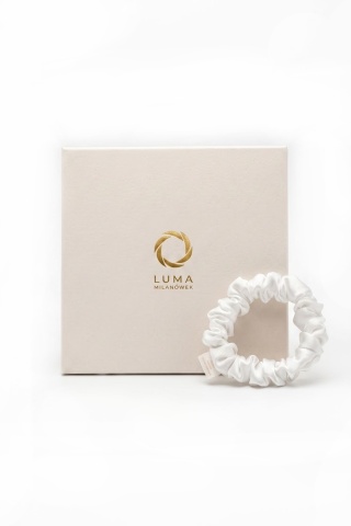 Satin hair eraser, ferret, scrunchie, slim, white JGM-27