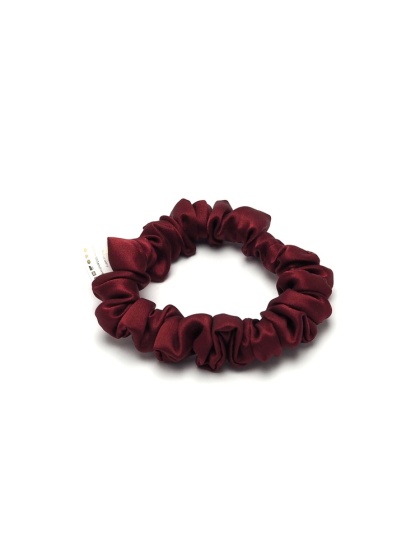 Satin hair eraser scrunchie slim burgundy JGM-11