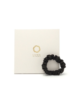 Satynowa gumka do włosów frotka scrunchie slim brązowa JGM-24