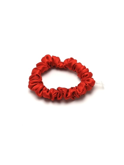 Satynowa gumka do włosów, frotka, scrunchie, slim, ceglana