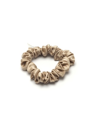 Satin hair eraser scrunchie slim light beige