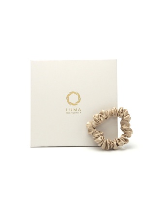 Satin hair eraser scrunchie slim light beige