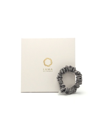 Satin hair eraser scrunchie slim light grey JGM-10