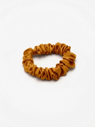 Satin hair eraser scrunchie slim mustard JGM-12