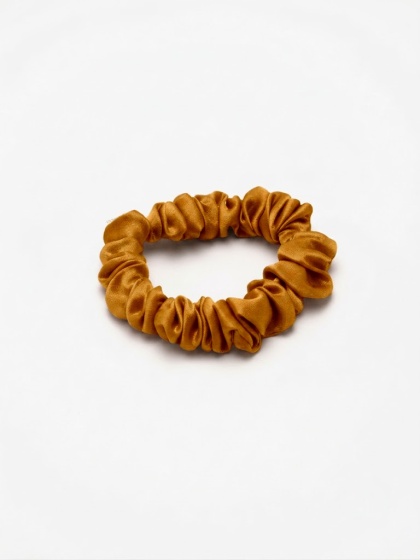 Satynowa gumka do włosów frotka scrunchie slim musztardowa JGM-12