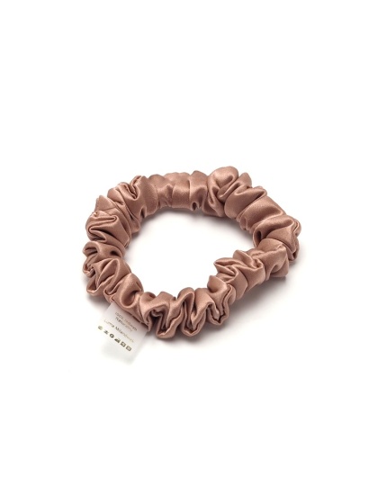 Satynowa gumka do włosów frotka scrunchie slim pudrowo-różowa