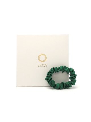 Satin hair eraser scrunchie slim green JGM-01
