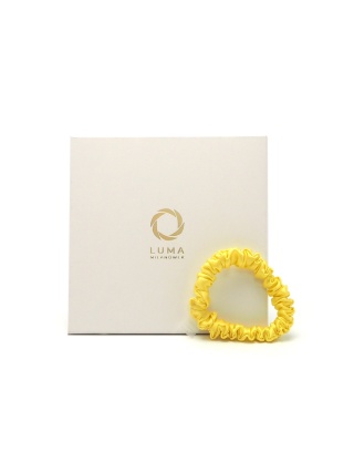 Satin hair eraser scrunchie slim yellow JGM-15