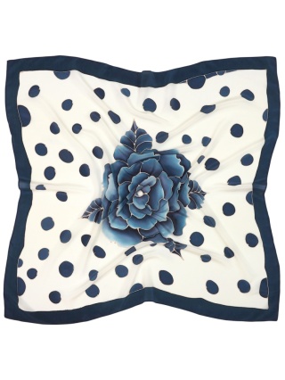 AM-078 Hand-painted green silk scarf 90x90cm
