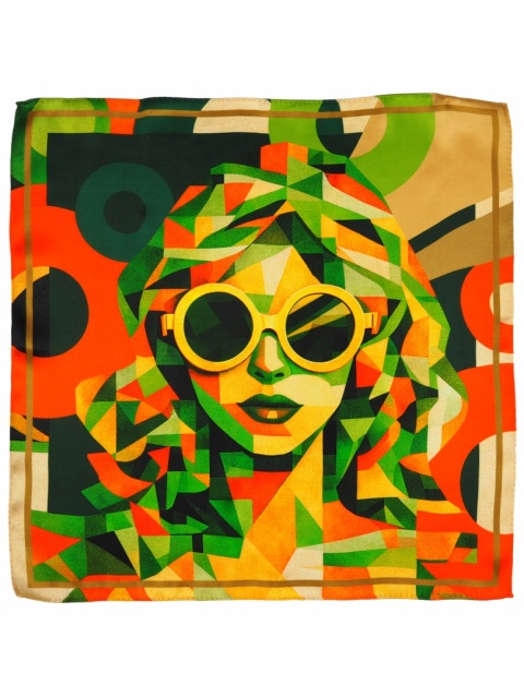 Silk pop-art scarf 53x53cm AD5-012