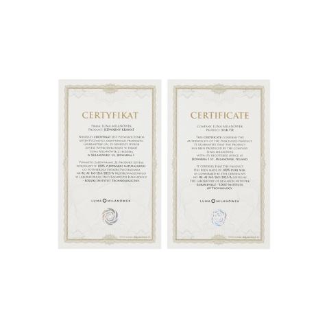 Certyfikat autentyczności jedwabiu