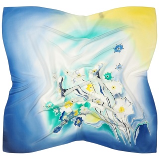 Ręcznie malowana apaszka jedwabna 90x90 cm AM-003