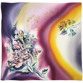 Ręcznie malowana apaszka jedwabna 90x90 cm AM-009