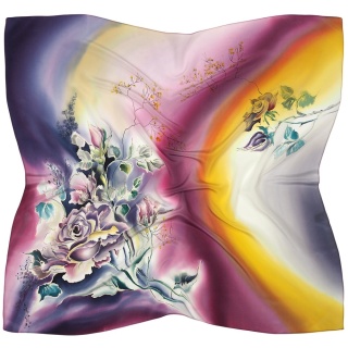 Ręcznie malowana apaszka jedwabna 90x90 cm AM-009