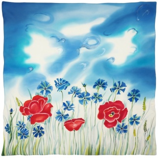 Ręcznie malowana apaszka jedwabna 90x90 cm AM-014