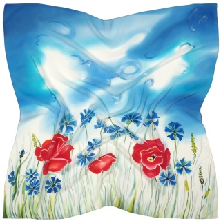 Ręcznie malowana apaszka jedwabna 90x90 cm AM-014